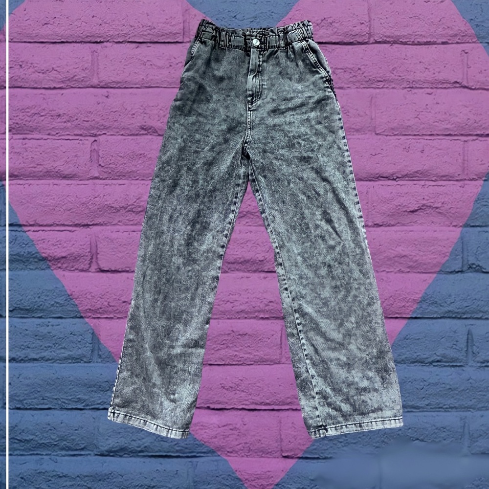 Women's High Waist Straight Leg Slant Pocket Jeans Wide Leg Denim Pants